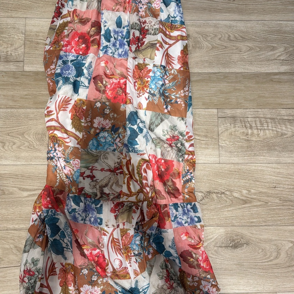 Floral Patchwork Maxi off the shoulder dress